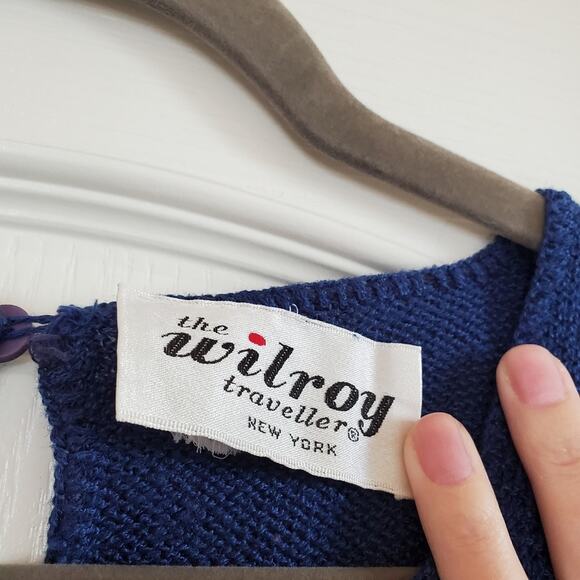 Wilroy Traveller Vintage Blue Knit, Short Sleeve Sweater, Size Small - Picture 2 of 6